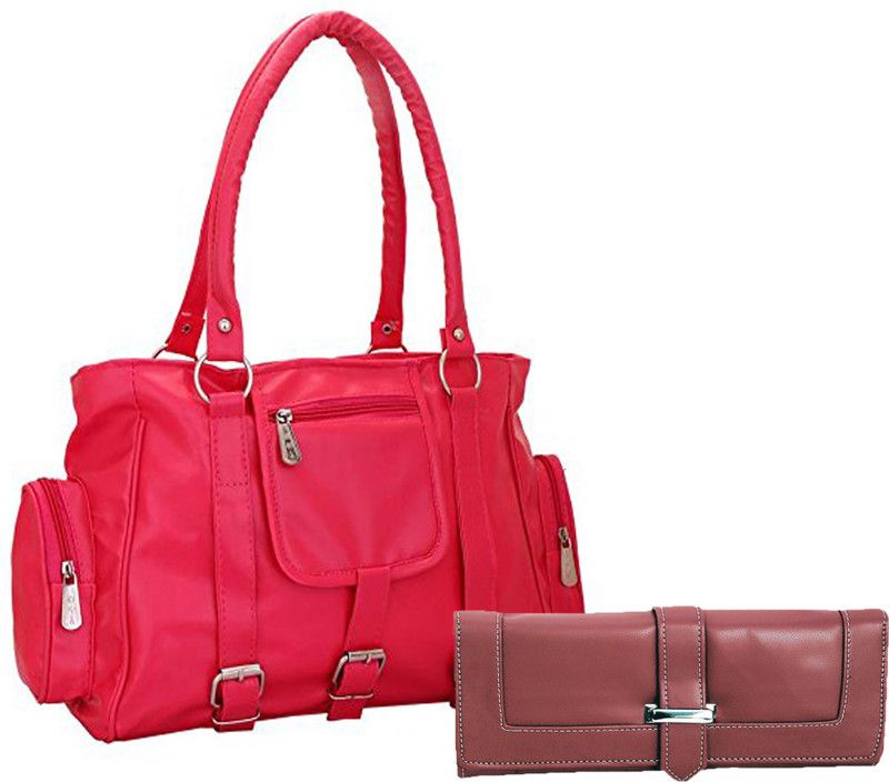 Women Maroon, Pink Shoulder Bag - Extra Spacious  (Pack of: 2)