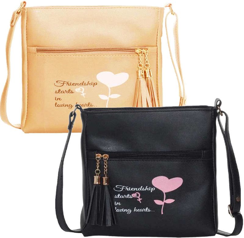 Gold, Black Girls Sling Bag - Extra Large  (Pack of 2)