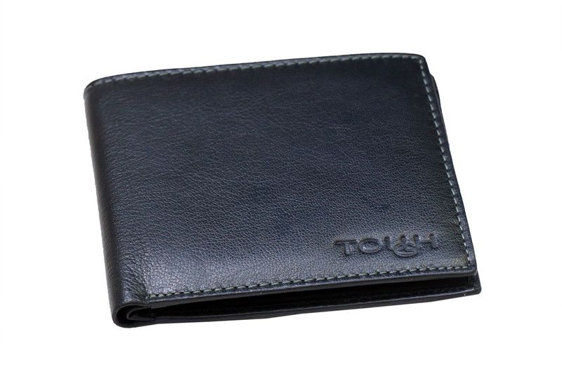 Men Casual Black Genuine Leather Card Holder - Regular Size  (8 Card Slots)