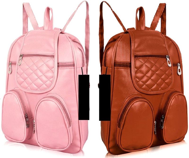 Party Wear Backpack Latest New Trendy Women And Girls 7 L No Backpack  (Pink, Tan)