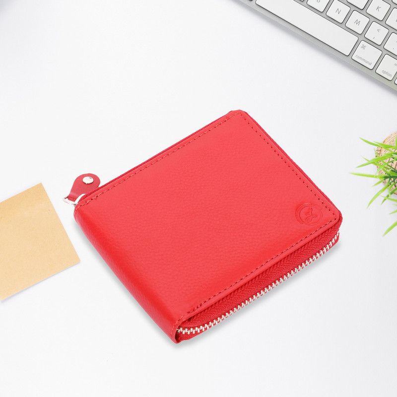 Men & Women Trendy Red Genuine Leather RFID Wallet - Regular Size  (9 Card Slots)
