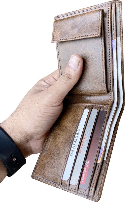 Men & Women Casual, Formal, Travel Tan Genuine Leather RFID Wallet - Regular Size  (10 Card Slots)