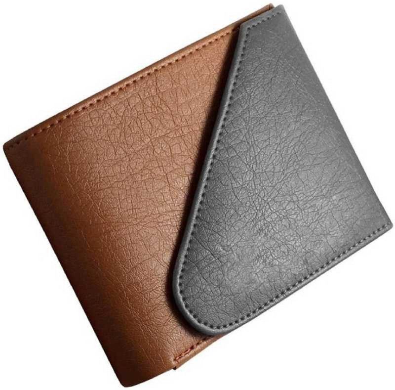Men Tan, Black Artificial Leather Wallet - Mini  (5 Card Slots)