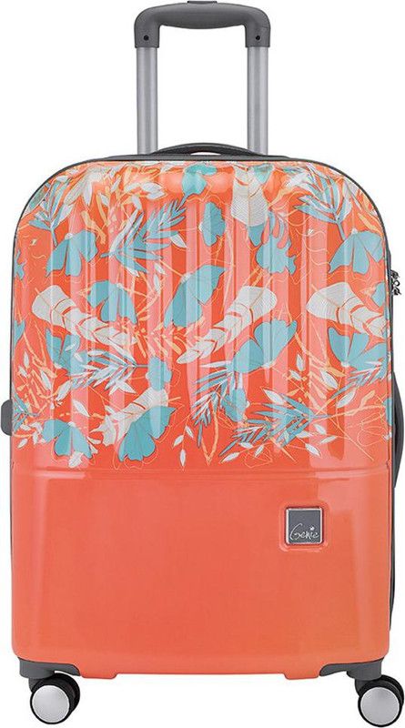 Medium Check-in Suitcase (66 cm) - Trolley Bag Medium Size, 66 cms Coral Printed Hard Luggage Bag for Women. - Pink