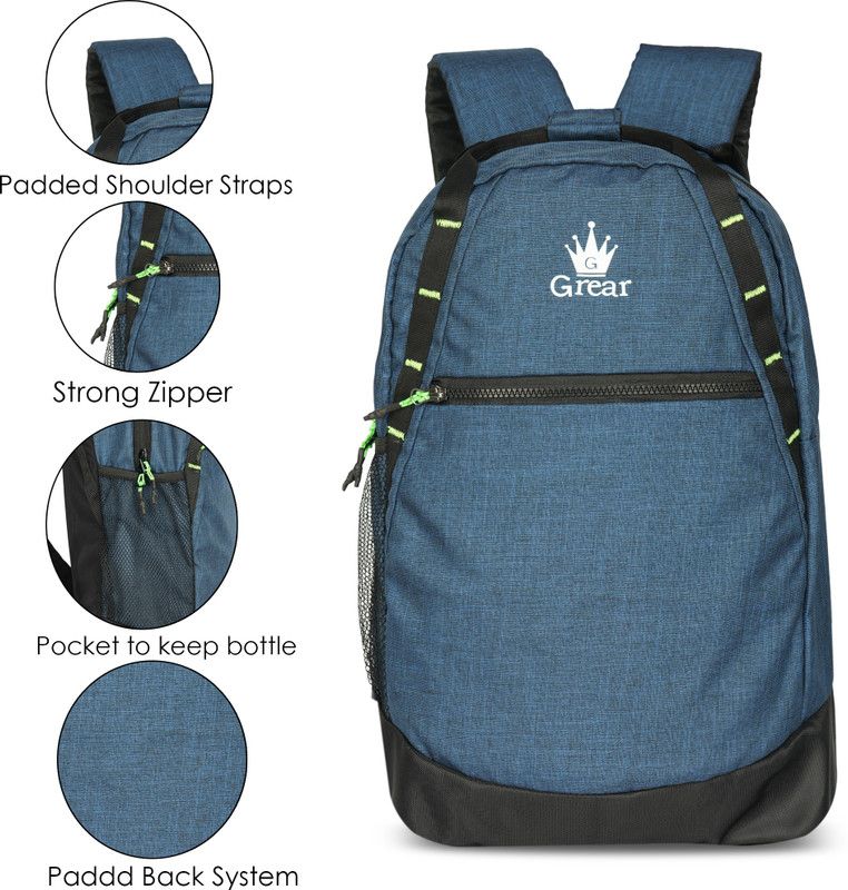 Grear Water Resistant Backpack For School College, Fits 15.6 Laptop 31 Ltrs 31 L Laptop Backpack  (Grey)