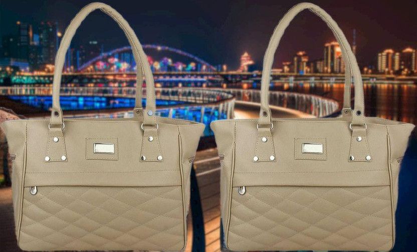 Women Beige Handbag  (Pack of: 2)