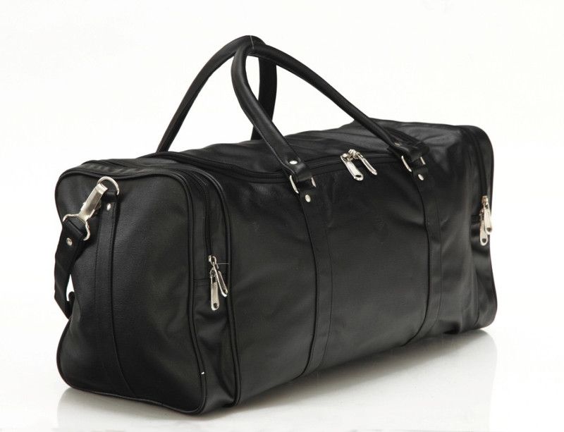 Faux leather Unisex Black Single Small Travel Bag - Medium  (Black)