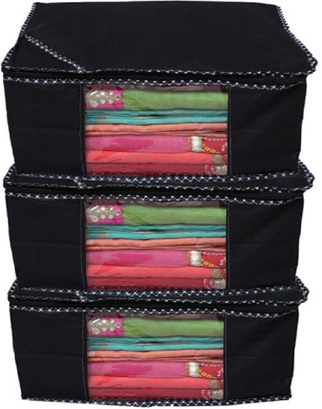 BW Designer Non woven Saree cover (Pack of 3Pcs) (Black) BWDNWSC-B3  (Black)