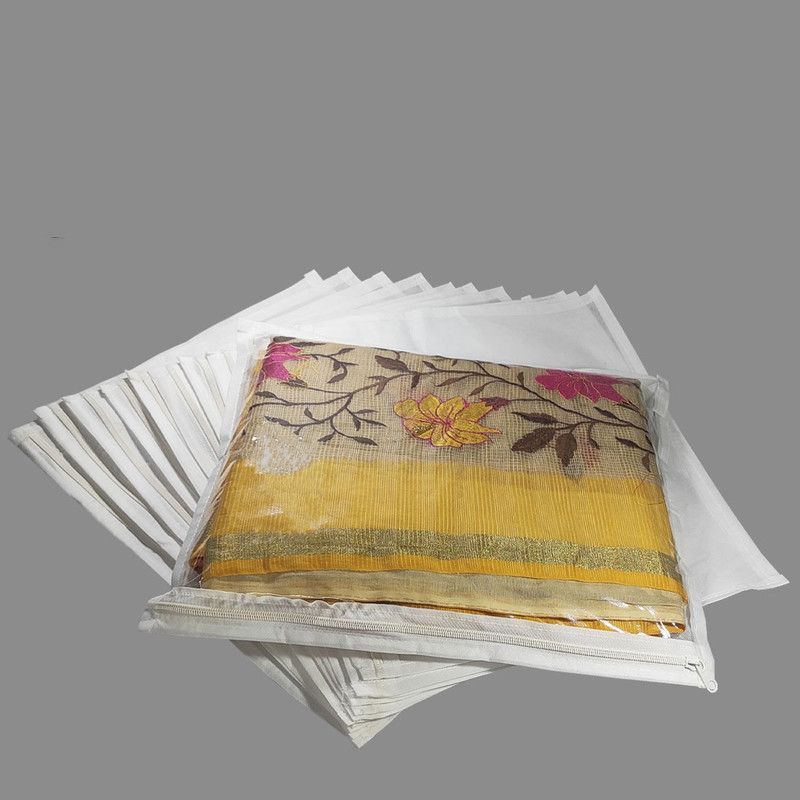 High Quality Multipurpose Non_woven Single packing saree /garment cover Clothing storage bag Pack of - 12 pieces  (Pink)