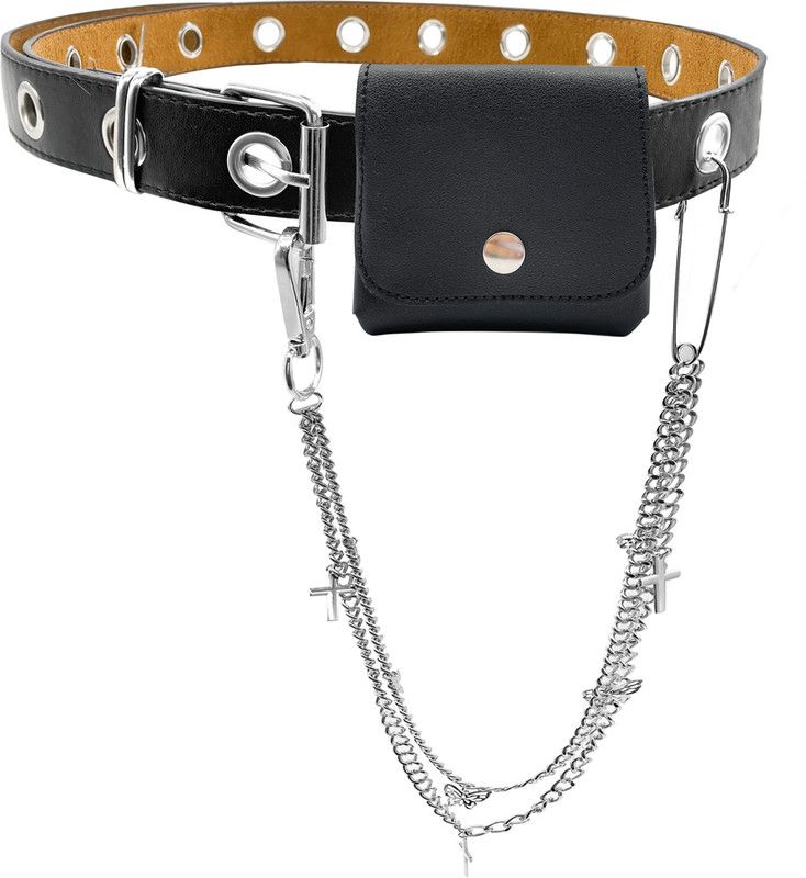 Men & Women Casual Black Artificial Leather Belt
