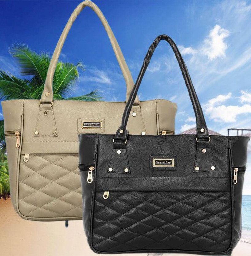 Women Beige, Black Messenger Bag  (Pack of: 2)
