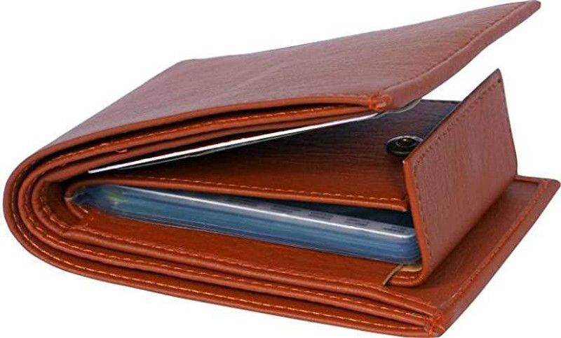 Men Formal Tan Genuine Leather Wallet  (12 Card Slots)