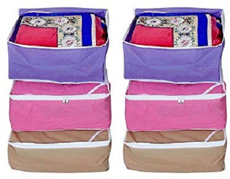 KUBER INDUSTRIES Designer Non woven Saree cover 6 pcs combo/Wardrobe Organiser/Regular Clothes Bag SC081  (Multicolor)