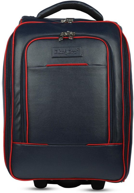 Small Cabin & Check-in Set (20 inch) - Trolley Luggage Bag Vegan leather Check in Suitcase Soft sided Carry On Cabin Bag for Stylish Boys and Girls - Blue