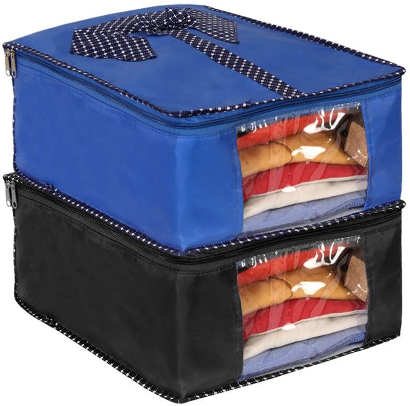 PrettyKrafts Shirt orgonizer Shirts Cover and Clothing Organizer shopsy_F1229_MixBlue2  (Blue, Black)