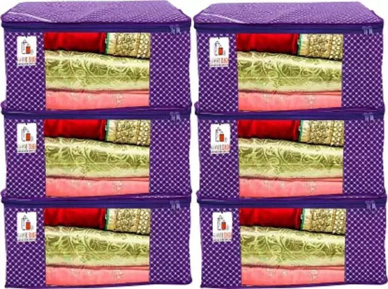 Ganpati Bags Polka Dots 6 Piece Cotton Quilted Saree Cover(Purple) AQ-10  (Purple)