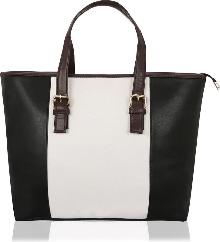 Women White, Black Tote - Regular Size