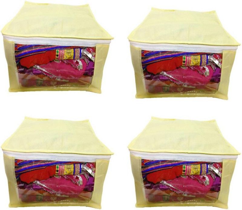 Aadhya Multipurpose Non Woven Saree Cover Pack of 4 s  (Yellow)