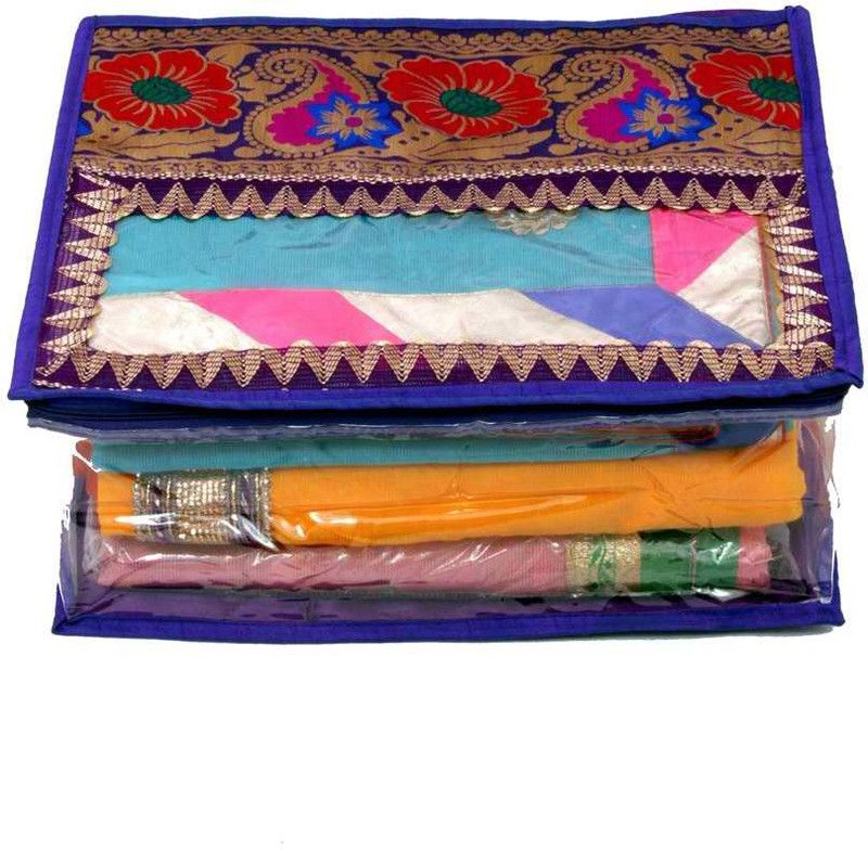 KUBER INDUSTRIES Designer Saree Lehenga Cover in Bocade with Lace MKUSC139  (Blue)