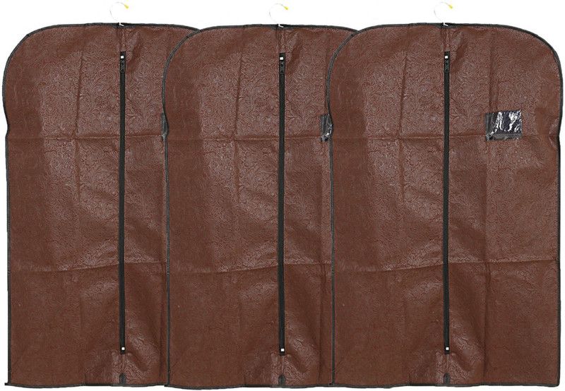 KUBER INDUSTRIES Coat Cover 3 Pcs Non-Woven ?Coat Blazer Cover (Brown) CTKTC01861  (Brown)