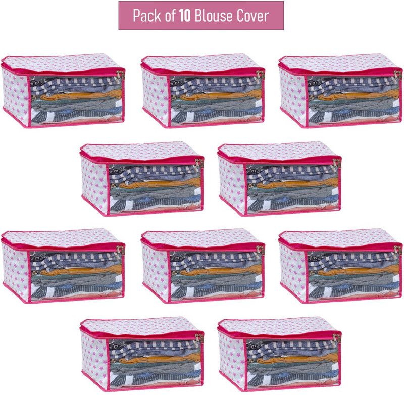 SH NASIMA Blouse Cover Blouse Covers Organizer Non Woven Blouse Storage Bag WithTransparent Window Pink 10  (Pink)