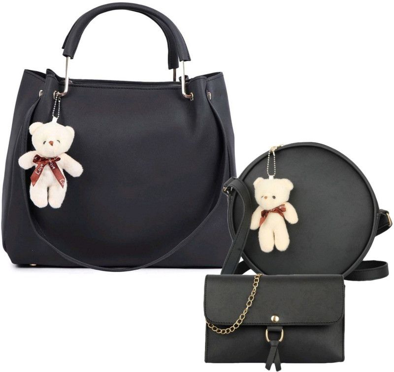 Women Black Sling Bag  (Pack of: 3)