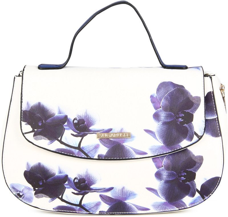 Women Purple, White Satchel - Regular Size