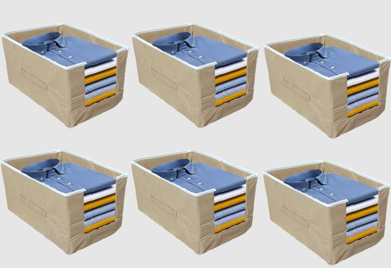 Hydur Garment Cover SHIRT STACKER BIEGE PACK OF 6 SHIRT STACKER BIEGE PACK OF 6  (Beige)