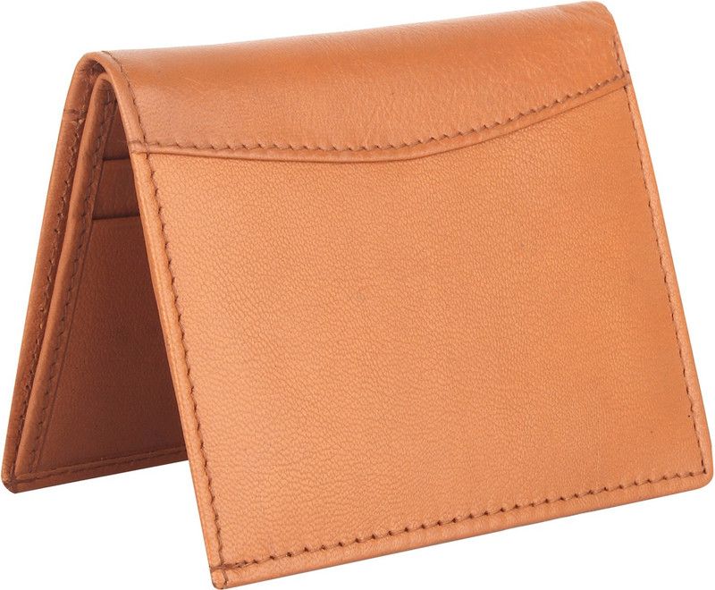 Men Brown Genuine Leather Card Holder - Mini  (6 Card Slots)