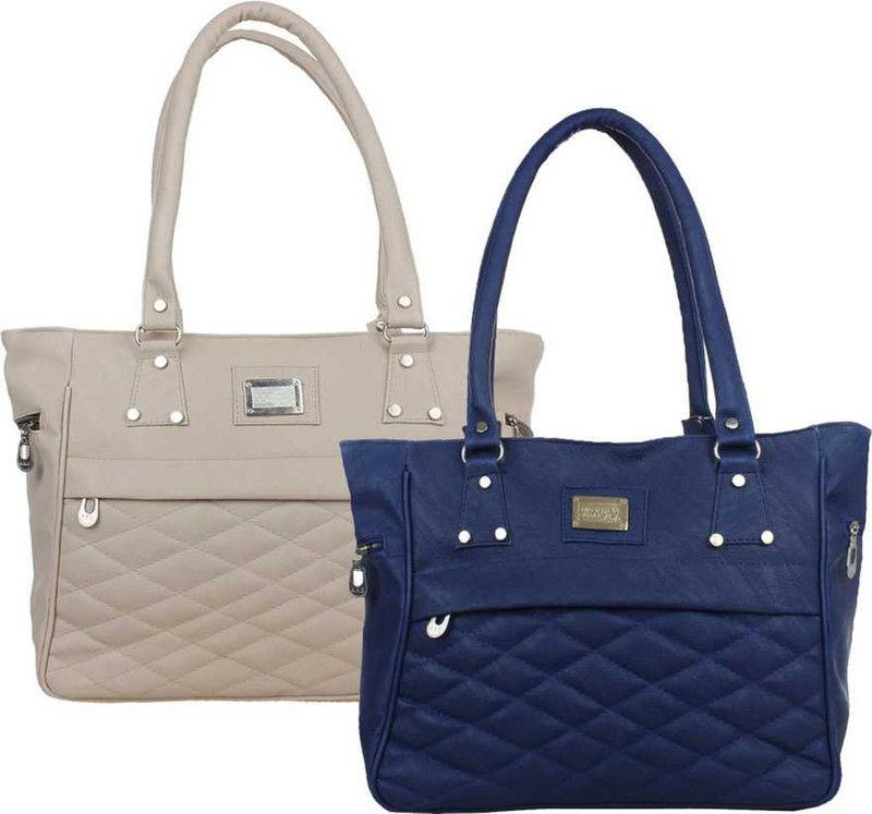 Girls Blue, Beige Hand-held Bag - Extra Spacious