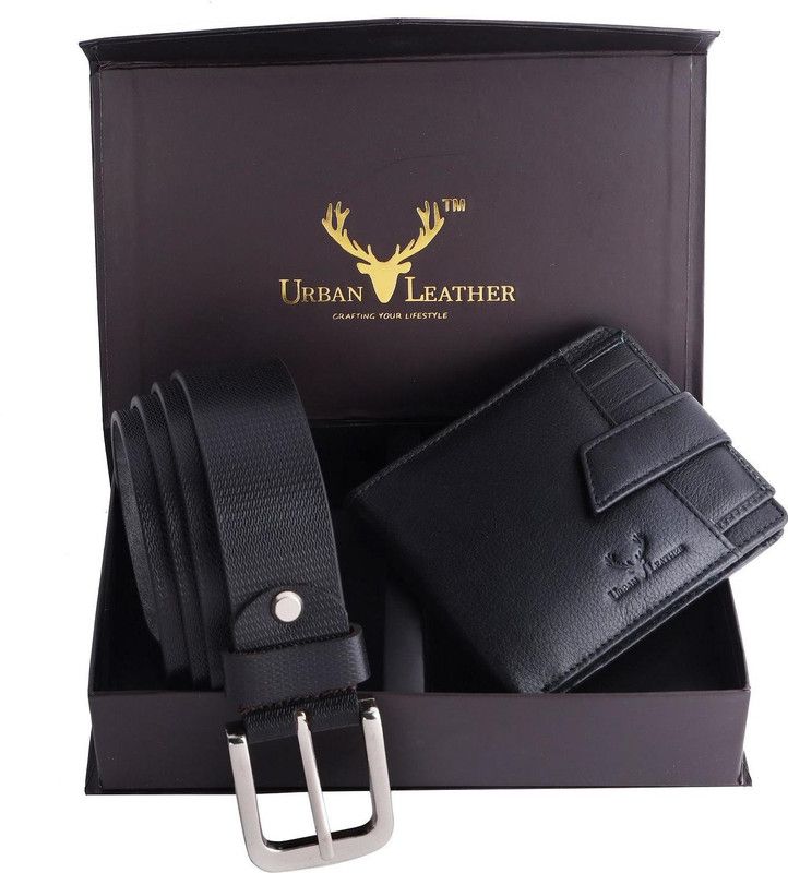 URBAN LEATHER Wallet & Belt Combo  (Black)