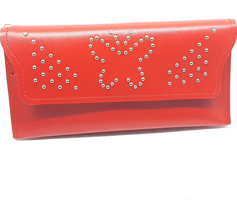 Formal, Casual, Party Red, Gold Clutch - Mini
