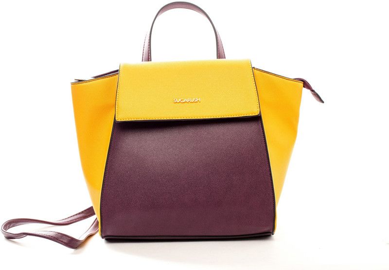 Small 3 L Laptop Backpack FASHION  (Maroon, Yellow)