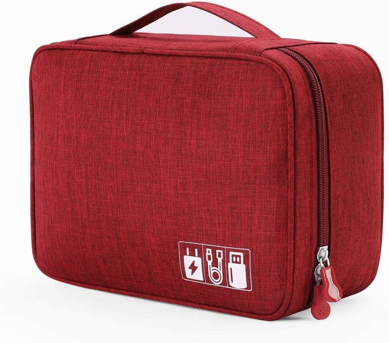 AweStuffs Electronics Accessories Organizer Bag  (Maroon)