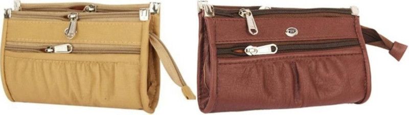 Casual, Formal, Party, Sports Brown, Beige Clutch - Regular Size  (Pack of: 2)