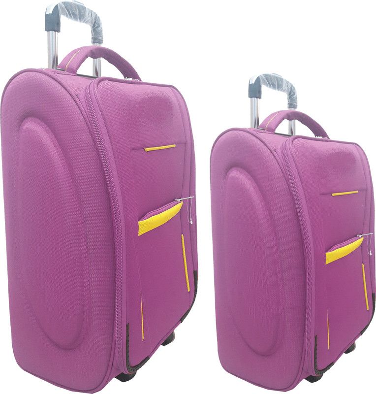 Small Cabin Suitcase (51 cm) - Stylish DarkPurple Vintage Combo Trolley Set Of 18" & 20" Cabin Luggage Bag(Navy Blue,Purple,Grey,Red,Black,Turquoise) - Purple