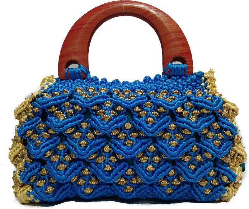 Women Gold, Blue Hand-held Bag - Mini