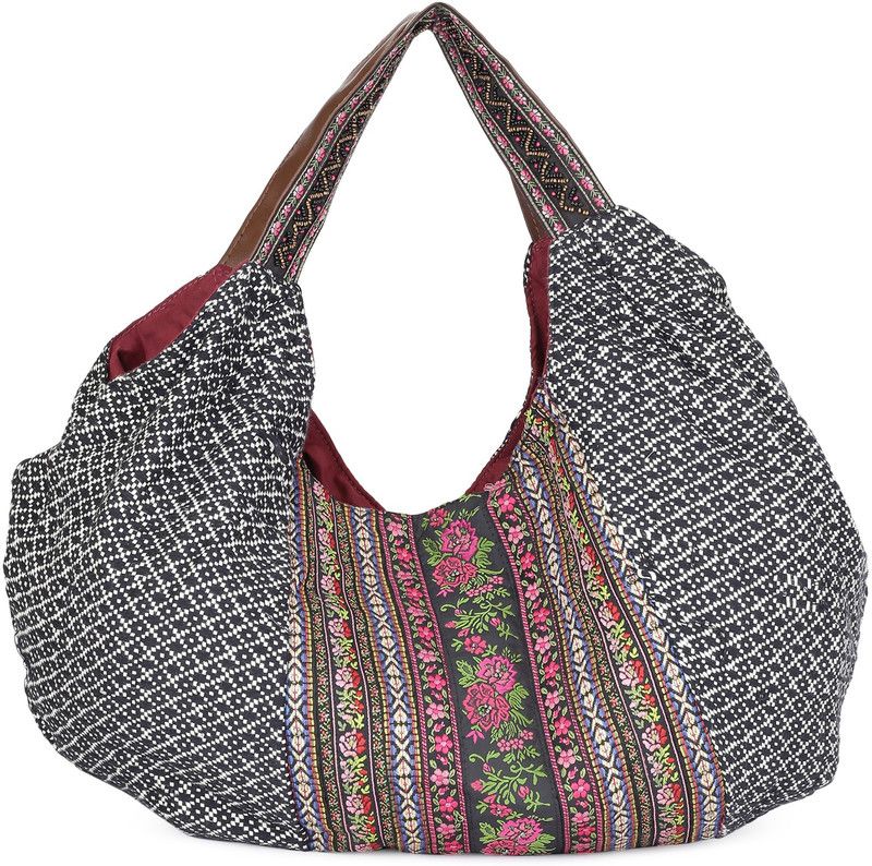 Women White, Black Satchel - Extra Spacious