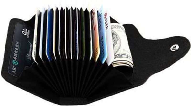 Flipkart SmartBuy Genuine Black High Quality Leather Case 15 Card Holder  (Set of 1, Black)
