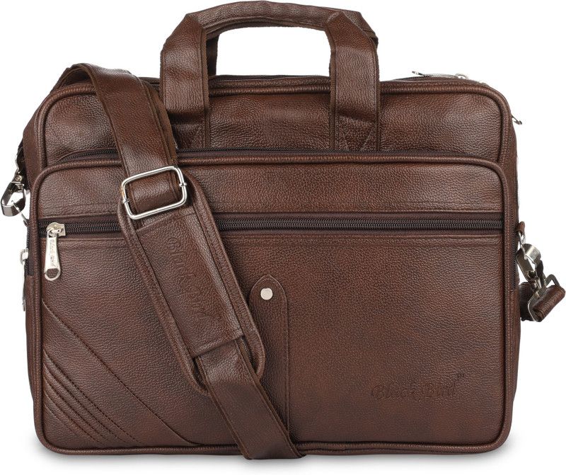 BlackBird Messenger Bags for Men Faux Leather Classic Style side bag with padded Laptop Sleeve Waterproof Messenger Bag  (Brown, 15 inch)