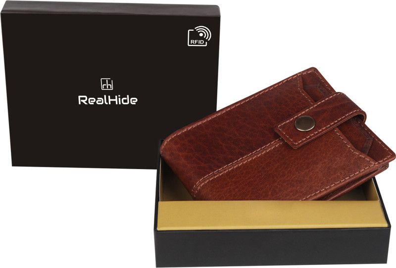 Men Casual Brown Genuine Leather RFID Wallet  (10 Card Slots)