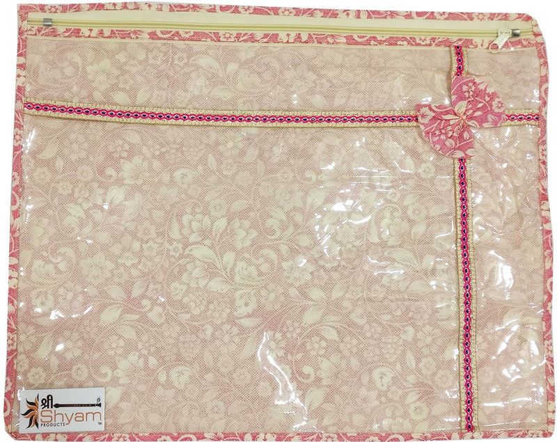 Shree Shyam Products Printed Non Woven With Bow Single Saree Cover Set of 12 PCS Capacity of 1 Saree (SS-317_PINK_12 PCS)  (Pink)