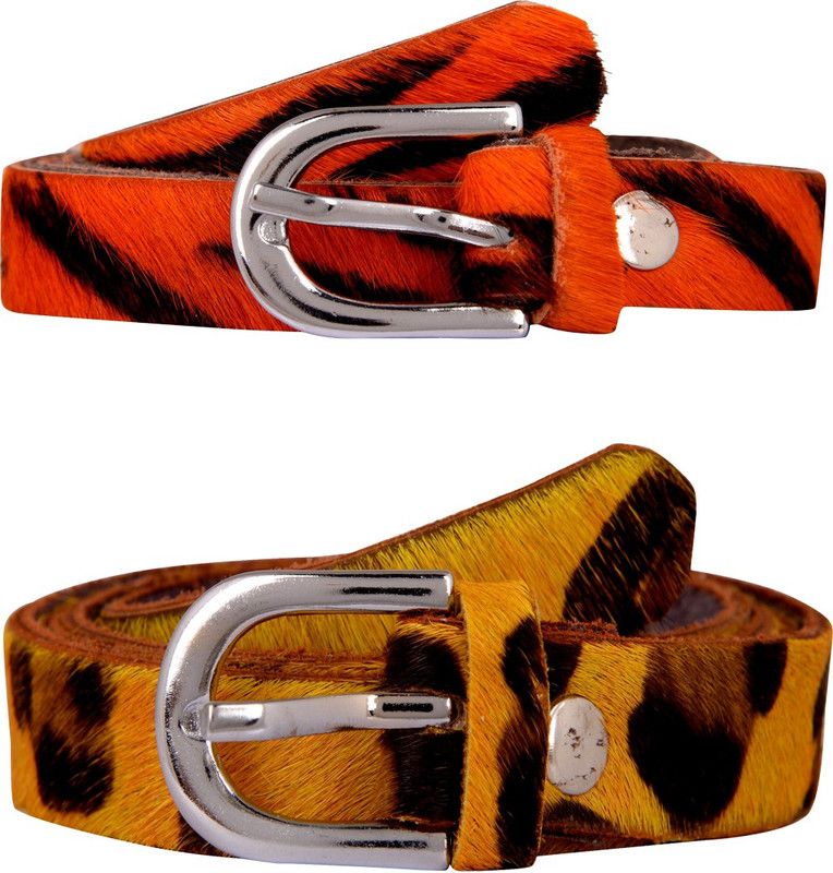 Women Casual, Party, Evening Orange, Yellow Genuine Leather Belt