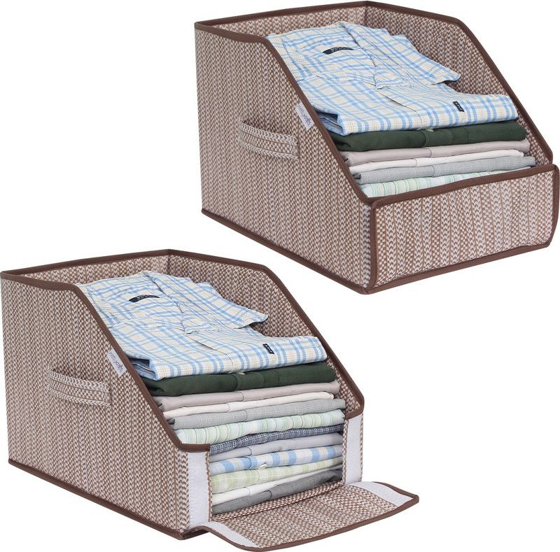 PrettyKrafts Cloth stacket orgonizer Cloth Stacker Closet Organizer, Foldable cloth stacker shopsy_F1500N_Brown2  (Brown)