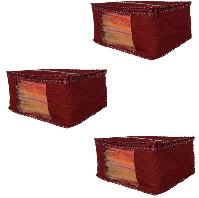 Fancy Walas Maroon Cotton Saree Storage Covers Pack of 3  (Maroon)