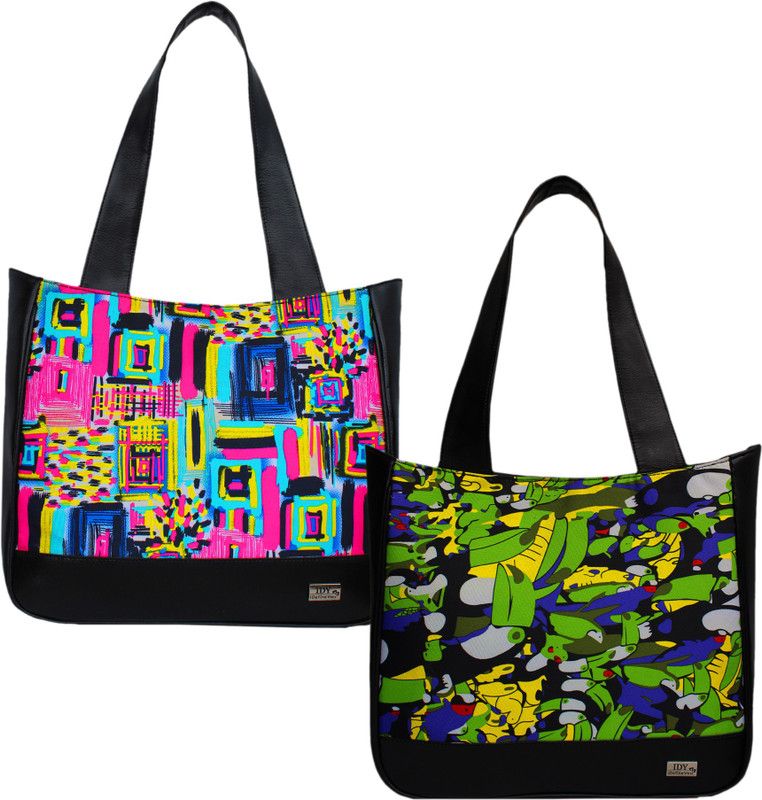 Girls Pink, Green Shoulder Bag - Regular Size  (Pack of: 2)