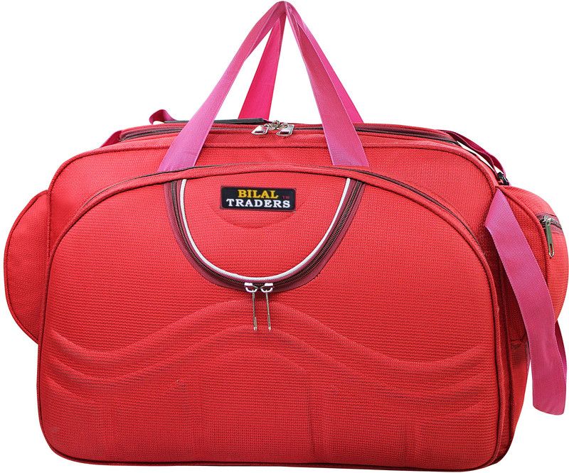 55 L Strolley Duffel Bag - SUPER QUALITY DUFFEL TRAVEL CABIN SIZE LUGGAGE WATER PROOF 22 INCH BAG FOR MEN AND WOMEN WITH WHEELS AND LIGHT WEIGHT FOLDING BAG LBH 22*12*15 INCH - Red - Regular Capacity