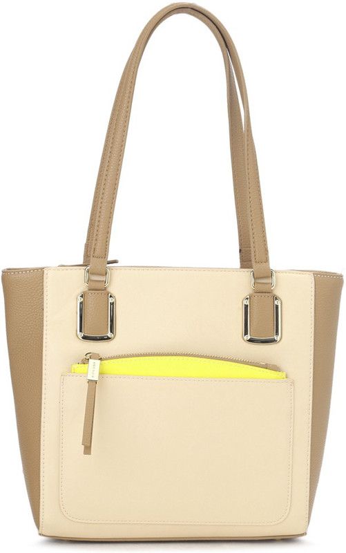 Women Brown, Beige Tote - Regular Size