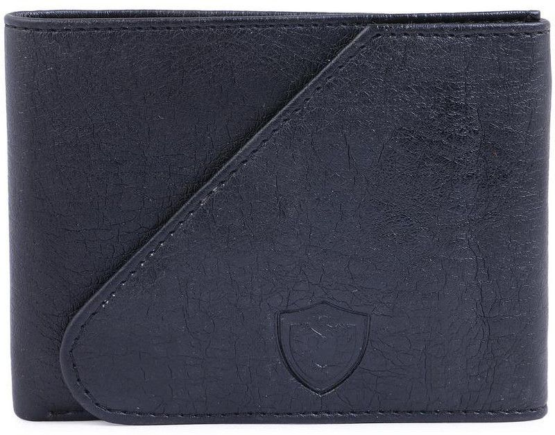 Men Casual Black Artificial Leather Wallet - Mini  (10 Card Slots)