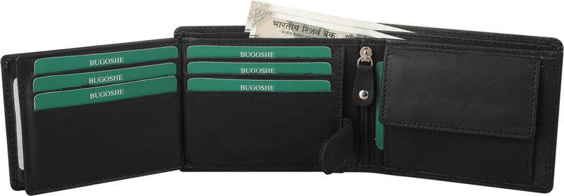 Men Casual, Formal, Trendy Black Genuine Leather RFID Wallet  (15 Card Slots)